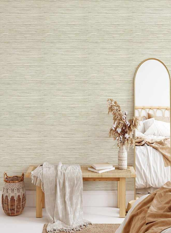 JiffDiff Grasscloth Wallpaper Peel and Stick Cream Grassweave Peel & Stick Wallpaper Textured Wallpaper Contact Paper 17.3"x118" - Image 3